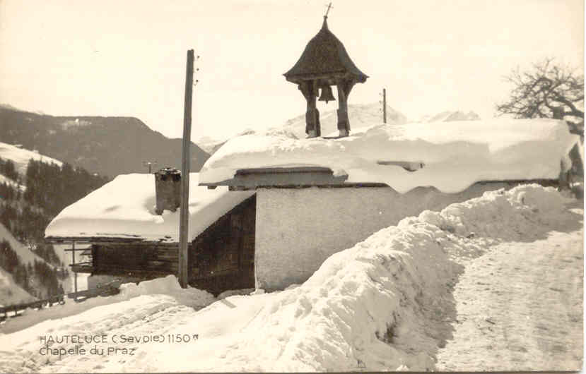 Hauteluce chapelle Praz sous la neige